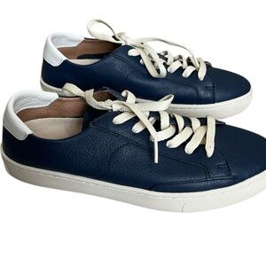 Soludos The Ibiza Classic Sneaker Shoes Lace Leather Ortholite Navy‎ Womens 8